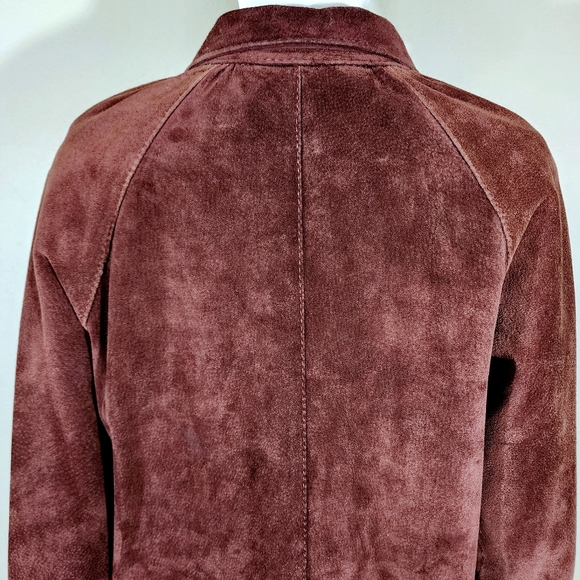VTG FOX RUN Burgundy Brown Suede Leather Button Down Shirt Jacket - Picture 7 of 15